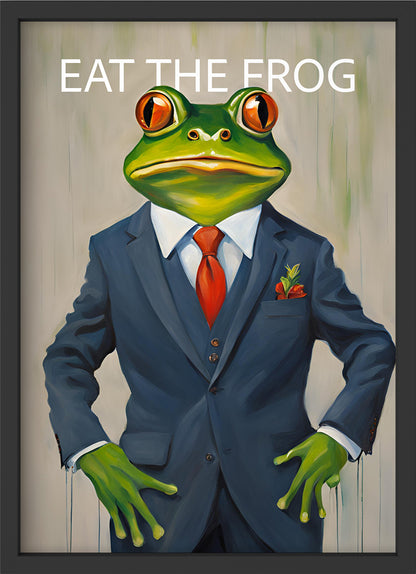 eat the frog - Poster mit Premium-Rahmen