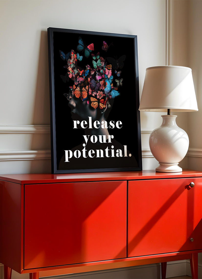 release your potential - Poster mit Premium-Rahmen