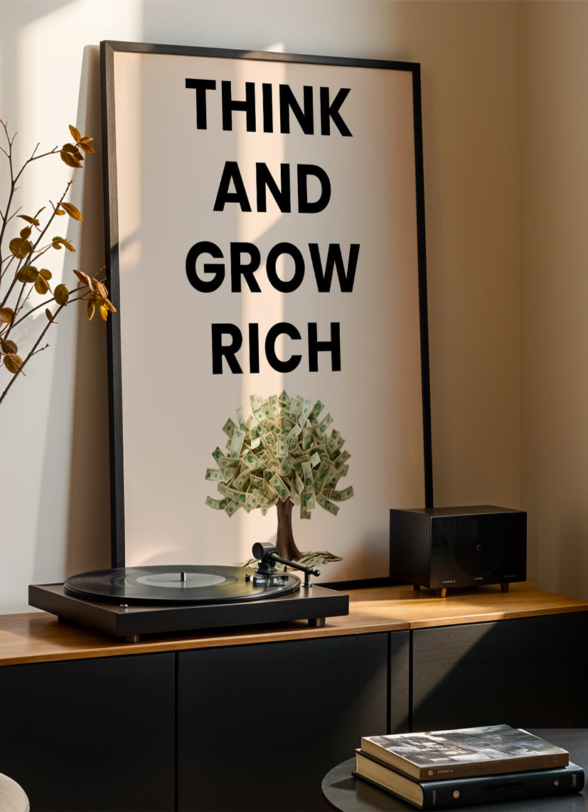think and grow rich - Poster mit Premium-Rahmen