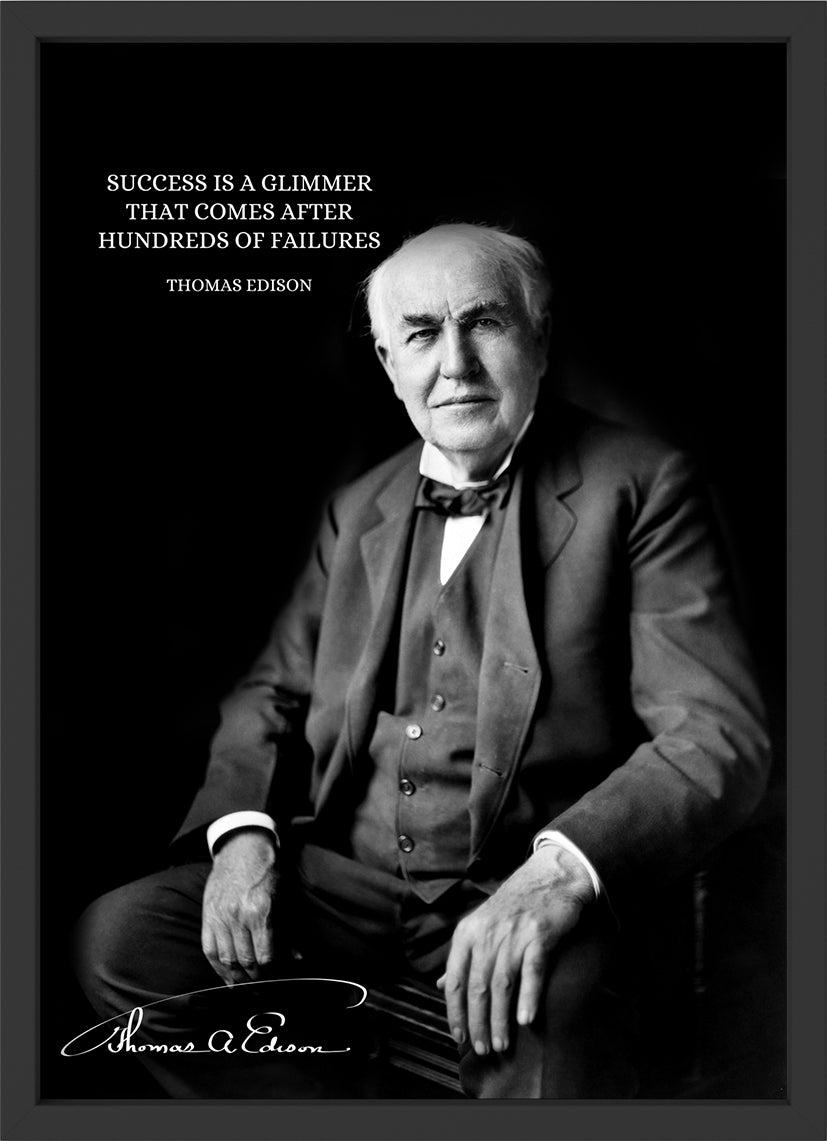 Thomas Edison Zitat - Poster mit Premium-Rahmen