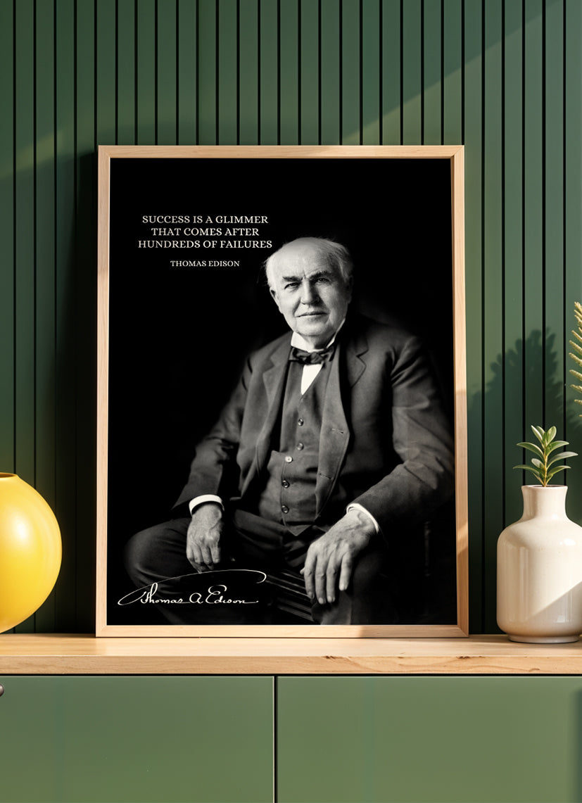 Thomas Edison Zitat - Poster mit Premium-Rahmen