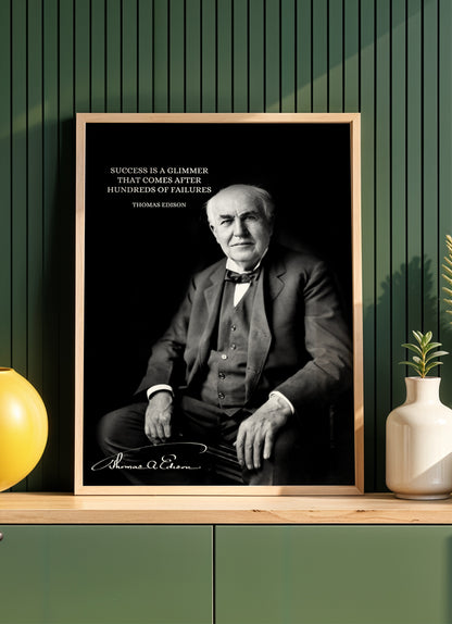 Thomas Edison Zitat - Poster mit Premium-Rahmen