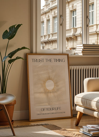 trust the timing - Poster mit Premium-Rahmen